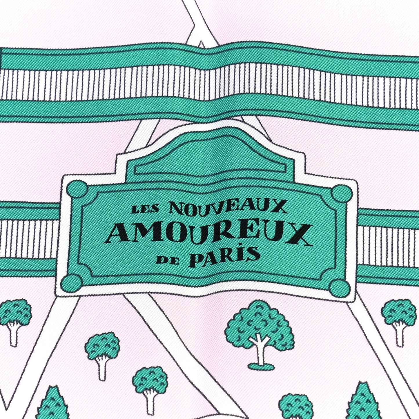 Silk Les Nouveaux Amoureux de Paris Scarf 90 Rose Pale Menthol