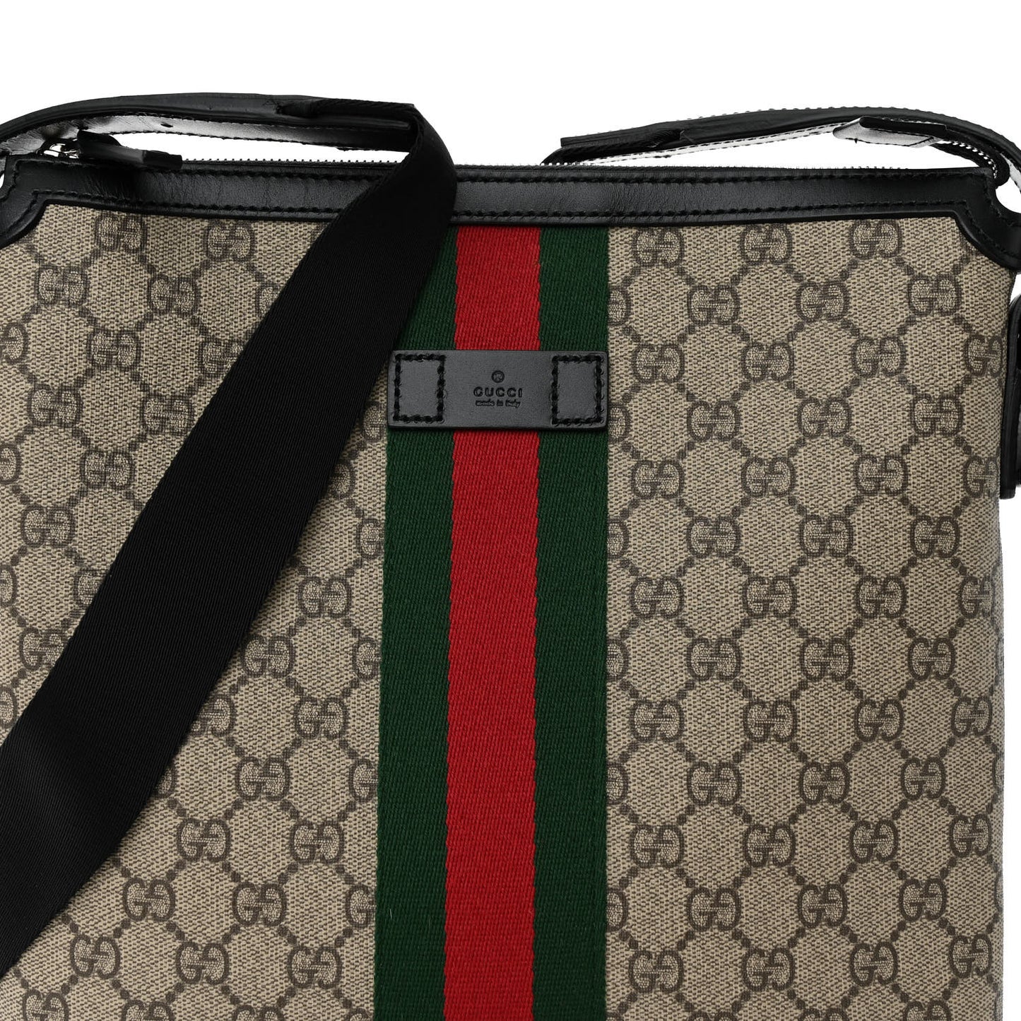 GG Supreme Monogram Web Messenger Bag Black