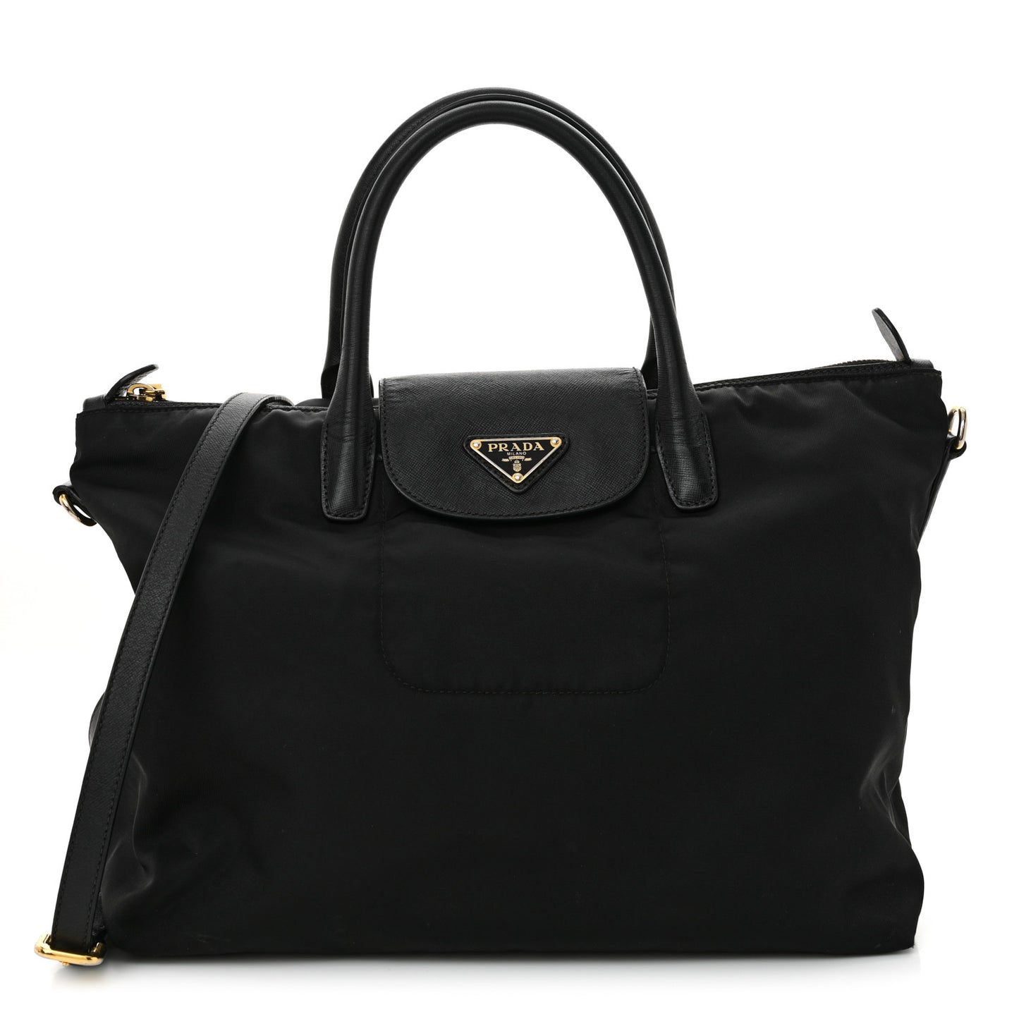 Tessuto Nylon Saffiano Tote Black