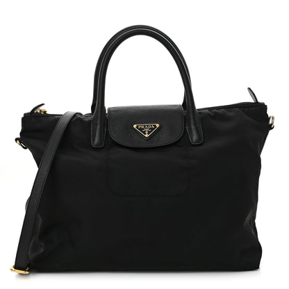 Prada Tessuto Nylon Saffiano Tote Black 1 of 10
