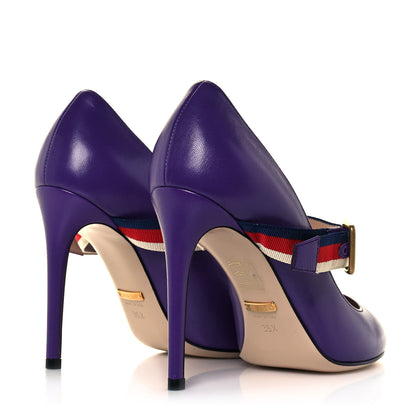 Gucci Malaga Kid Sylvie High Heel Pumps 36.5 Shine Purple 4 of 8