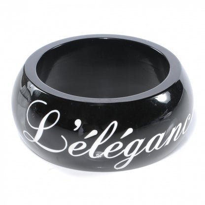 Chanel Wide Resin L'Elegance French Quote Bangle Black 3 of 5