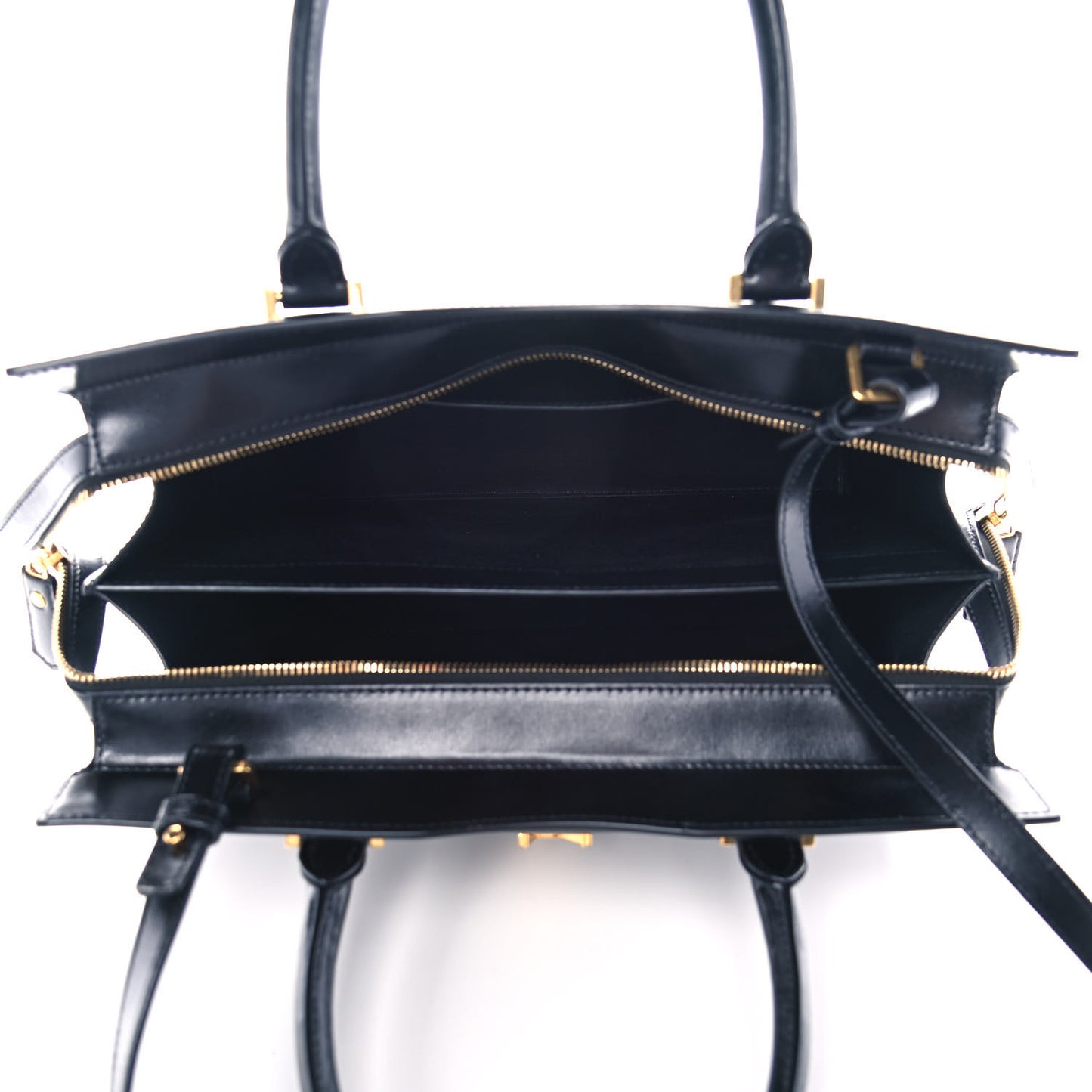 Shiny Calfskin Medium Uptown Tote Black