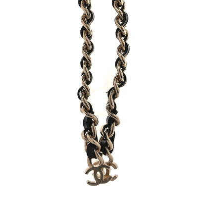 Chanel Metal Lambskin CC Lariat Necklace Black Gold 4 of 7