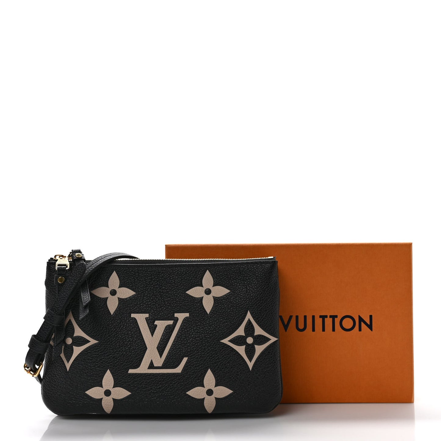Empreinte Monogram Giant Double Zip Pochette Black Cream