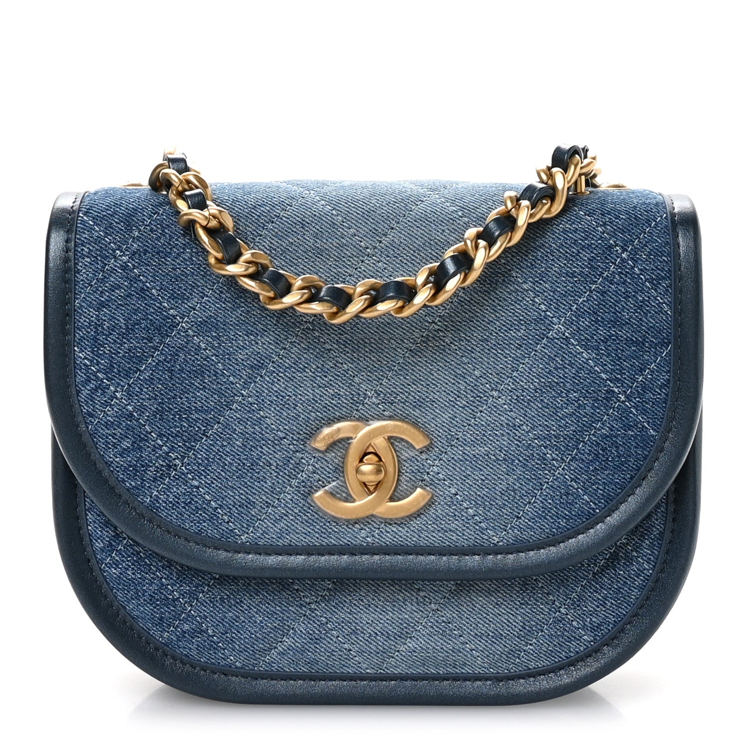 Chanel Washed Denim Quilted Small Messenger Flap Blue 1 of 11