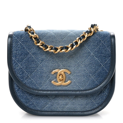 Chanel Washed Denim Quilted Small Messenger Flap Blue 1 of 11