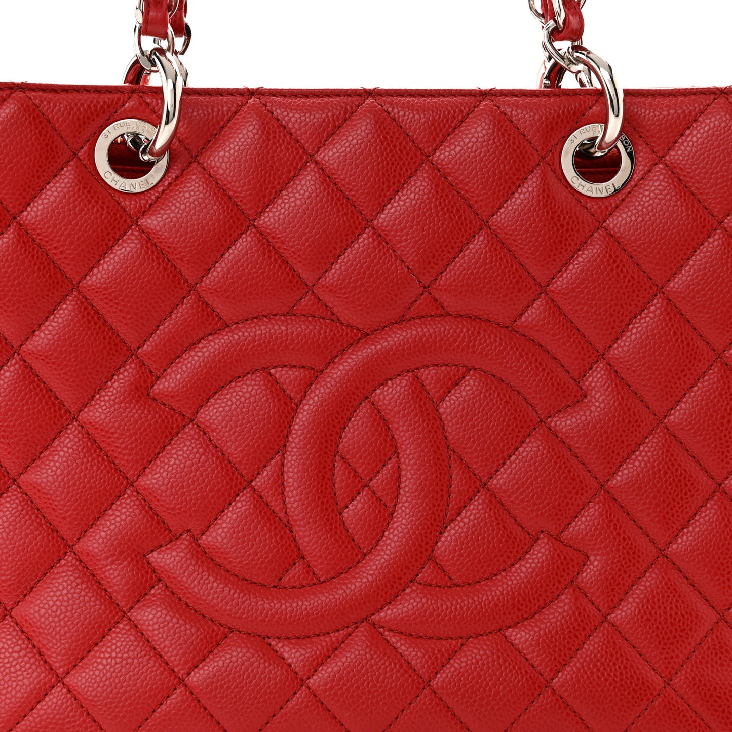 Caviar Quilted Grand Shopping Tote GST Red