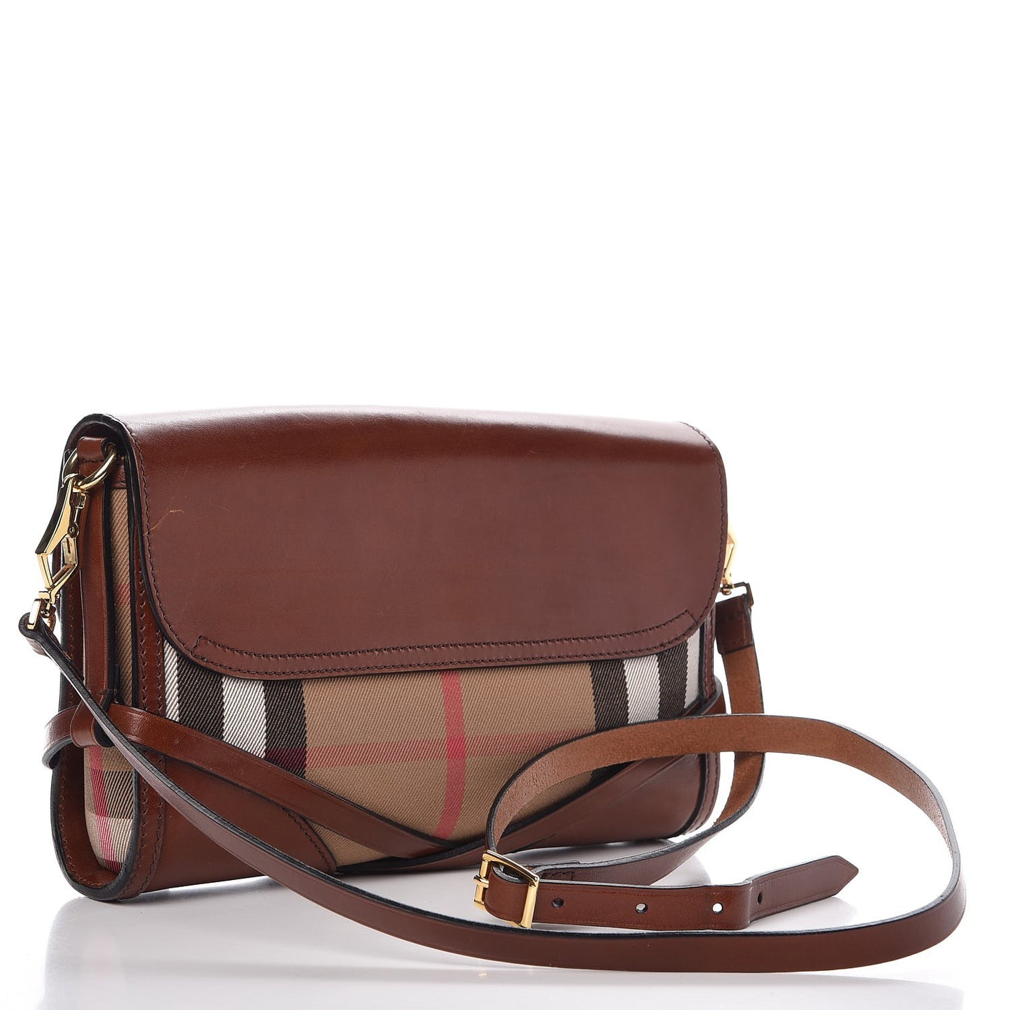 House Check Bridle Calfskin Small Abbott Crossbody Bag Tan
