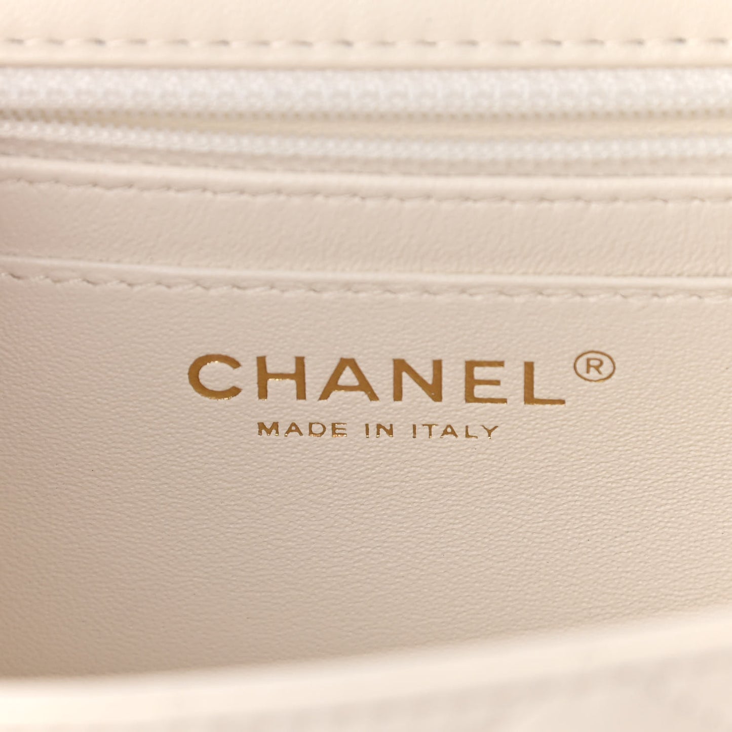 Lambskin Quilted Mini Rectangular Flap White