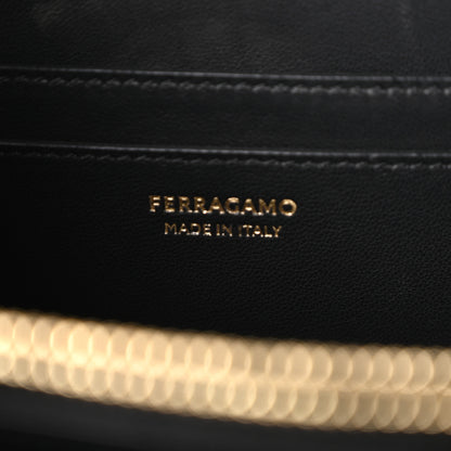 Salvatore Ferragamo Washed Calfskin Medium Hug Soft Bicolor Shoulder Bag Black Testa Di Moro 6 of 9