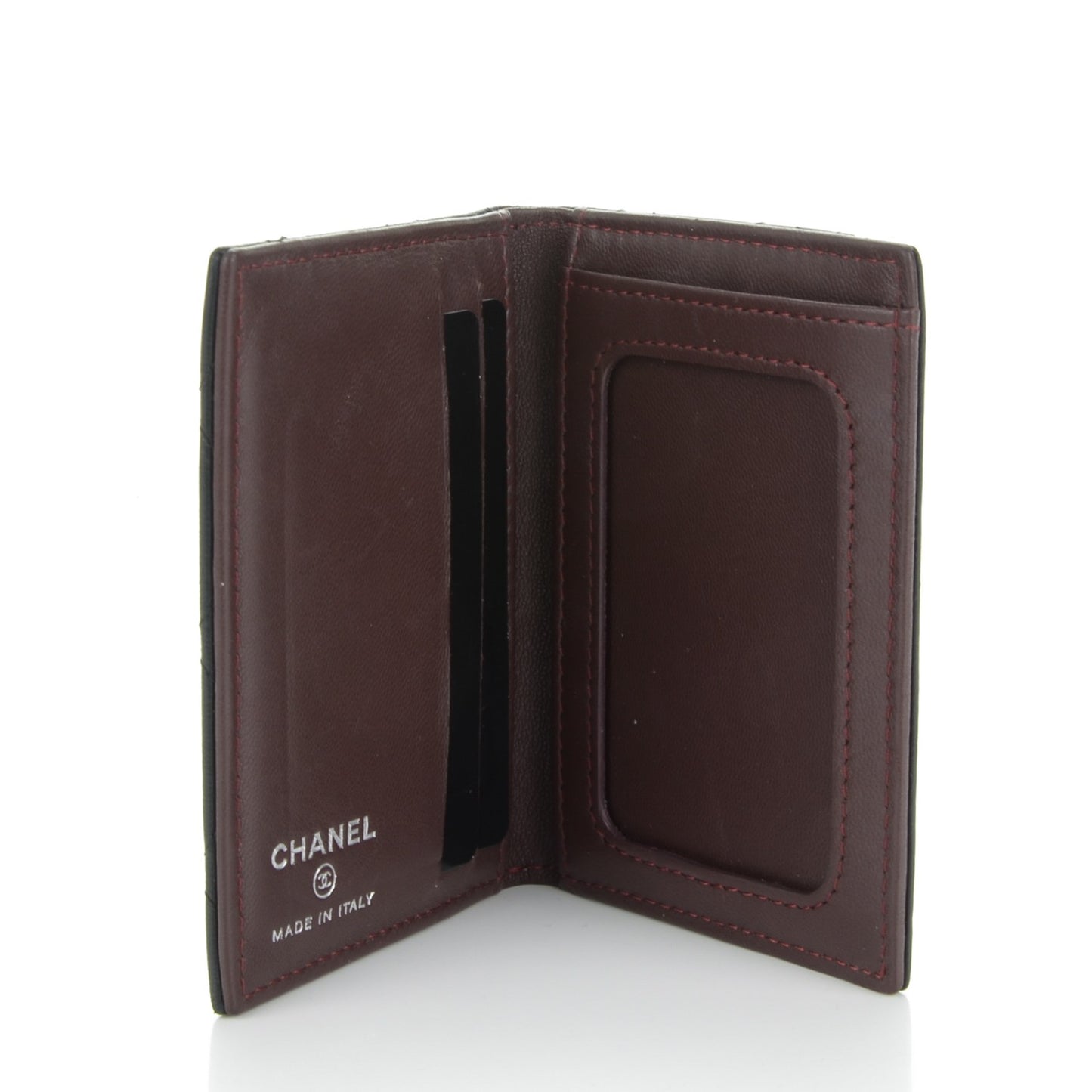 Lambskin Quilted CC Card Holder Wallet Black