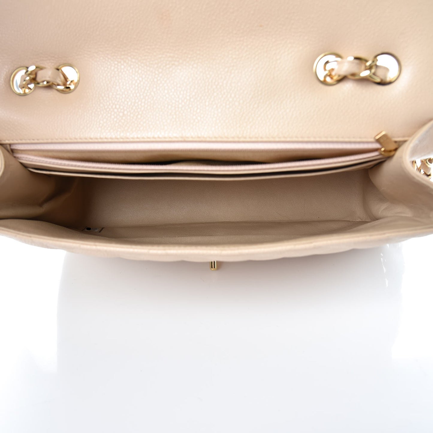 Caviar Quilted Jumbo Single Flap Beige Clair