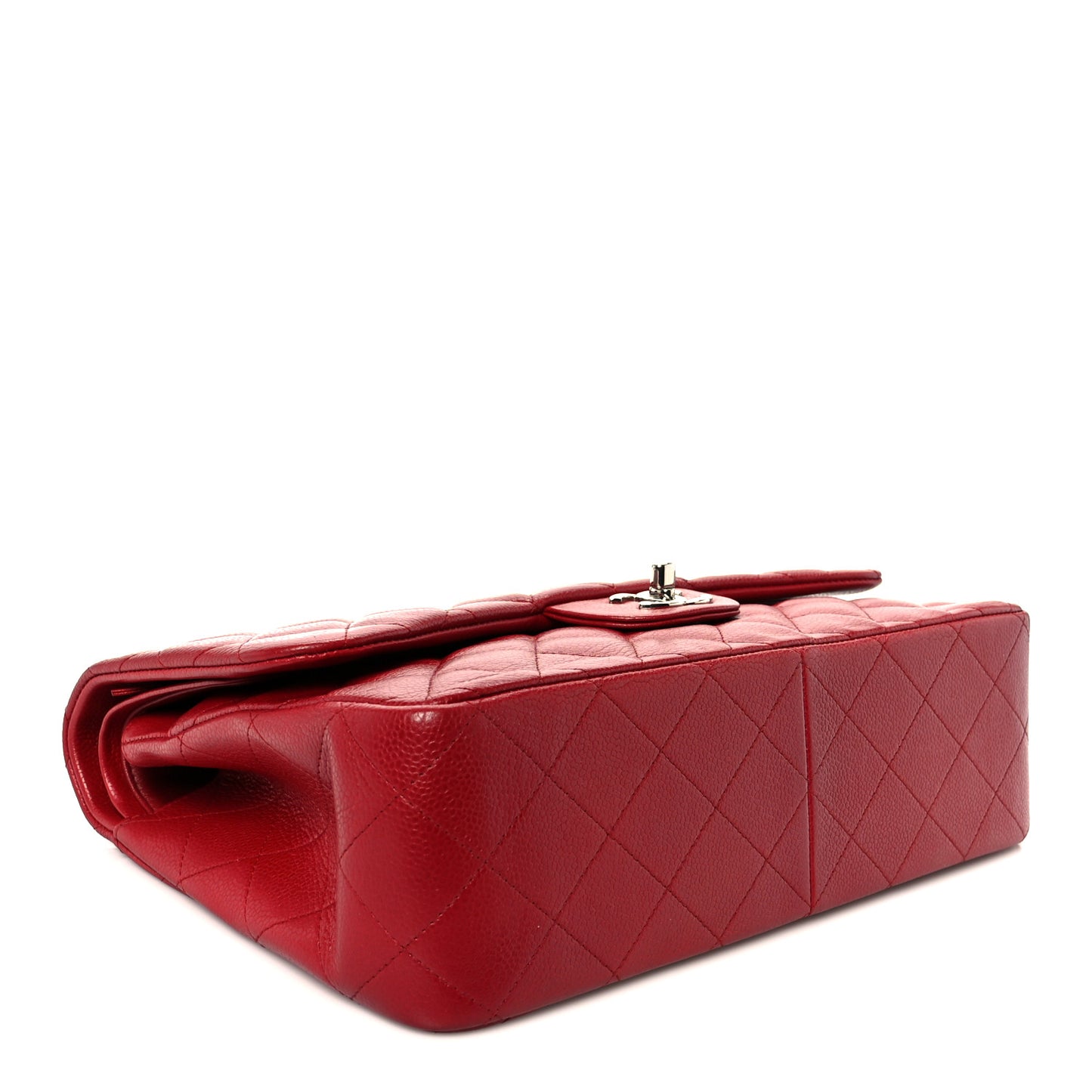 Caviar Quilted Jumbo Double Flap Red