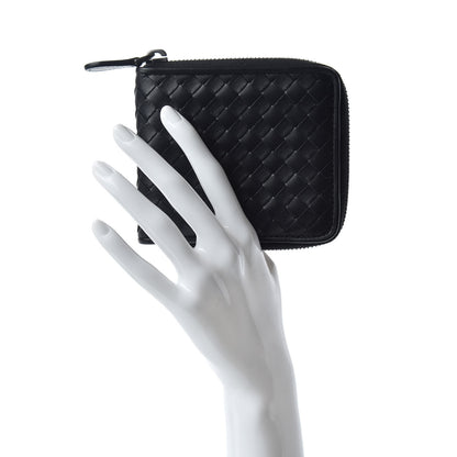 Bottega Veneta Nappa Intrecciato Zip Around Compact Wallet Black 2 of 7