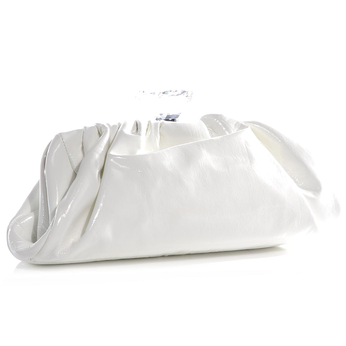 Vinyl Diamond Kiss Lock Clutch Ivory