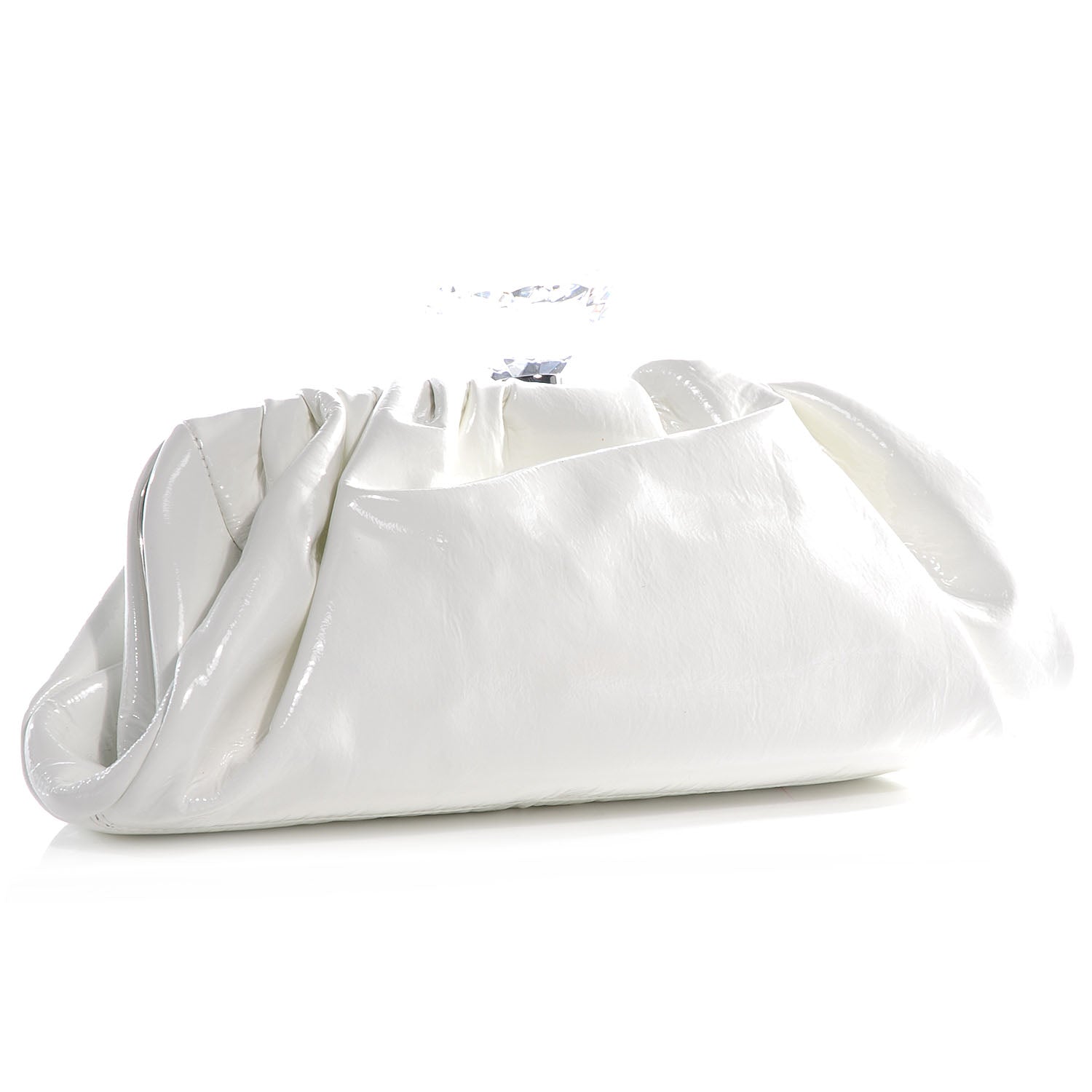 Chanel Vinyl Diamond Kiss Lock Clutch Ivory 3 of 8