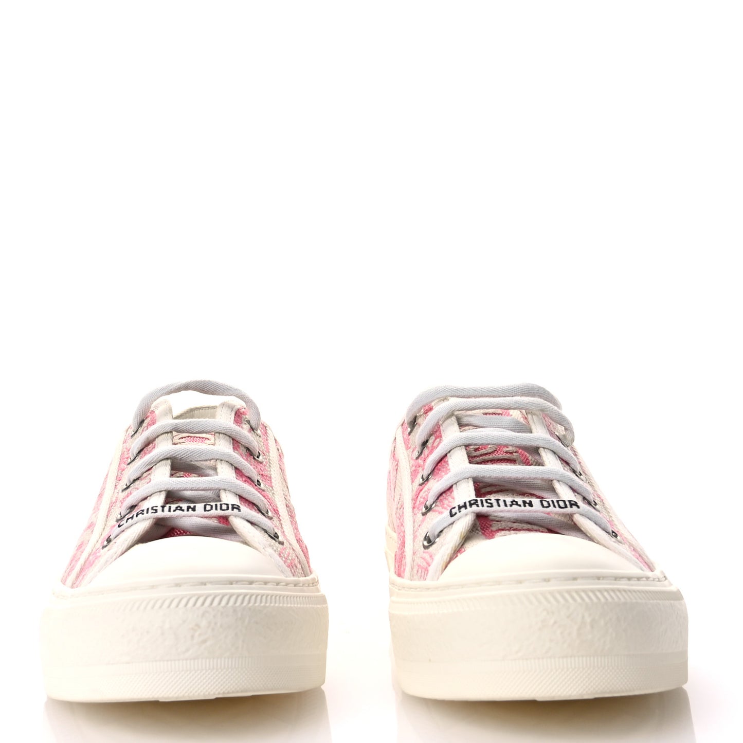 Canvas Toile De Jouy Embroidered Womens Walk'N'Dior Low Top Sneakers 38 Off-White Pink