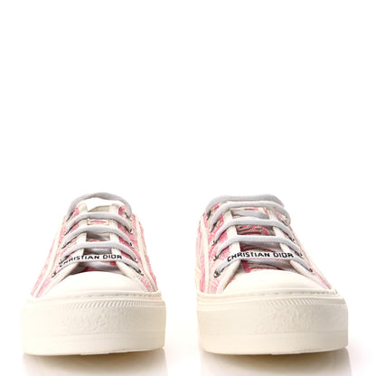 Christian Dior Canvas Toile De Jouy Embroidered Womens Walk'N'Dior Low Top Sneakers 38 Off-White Pink 3 of 9