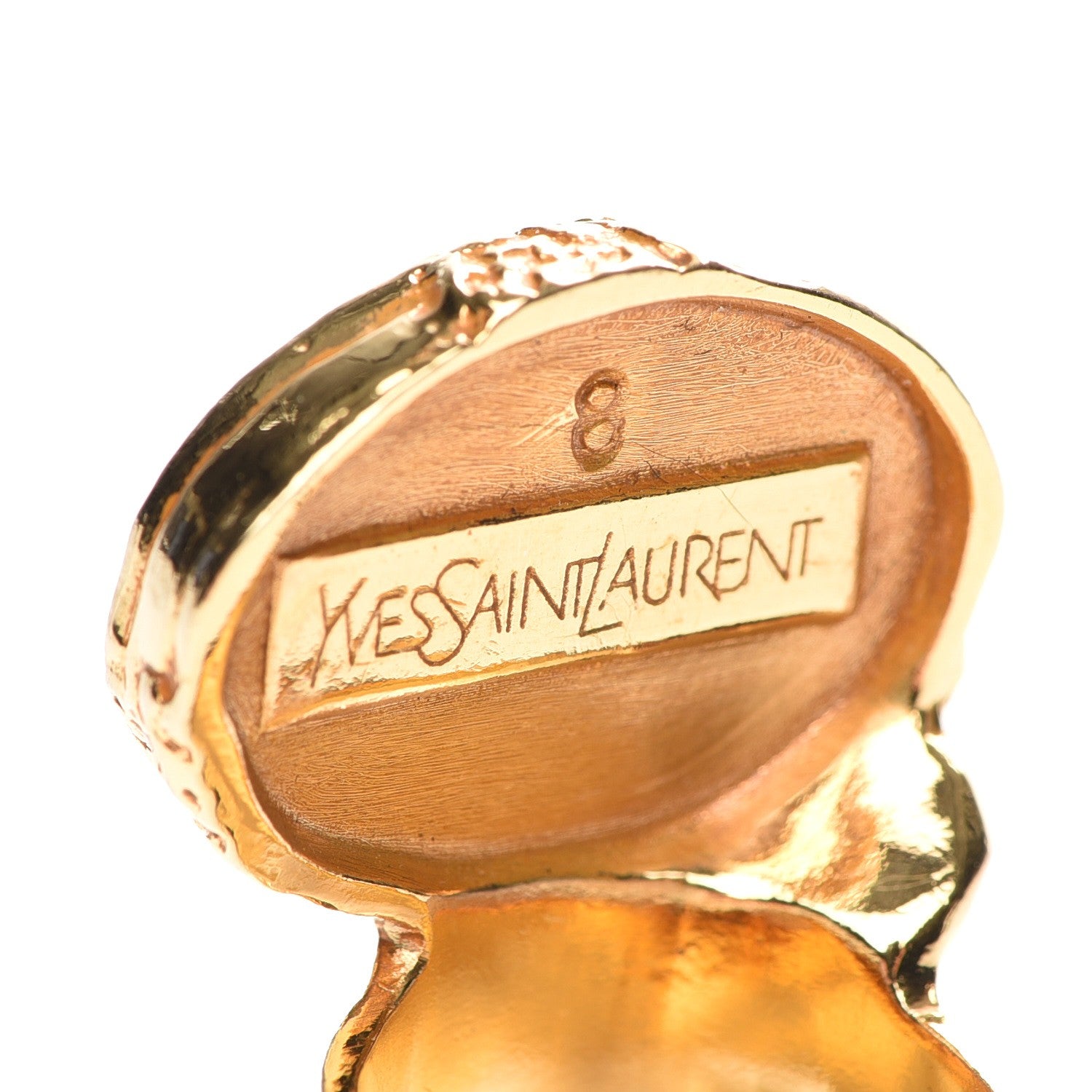 Saint Laurent Glass Cabochon Arty Ovale Ring 8 Gold Beige Clair 4 of 5