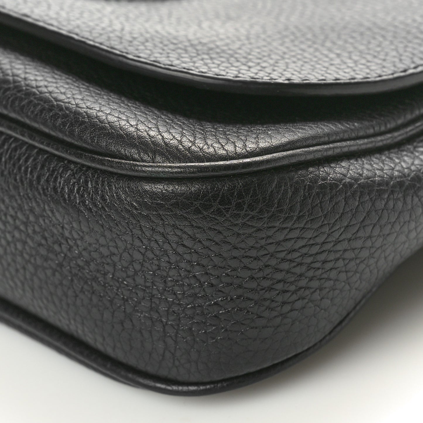 Pebbled Calfskin Medium Soho Flap Crossbody Black