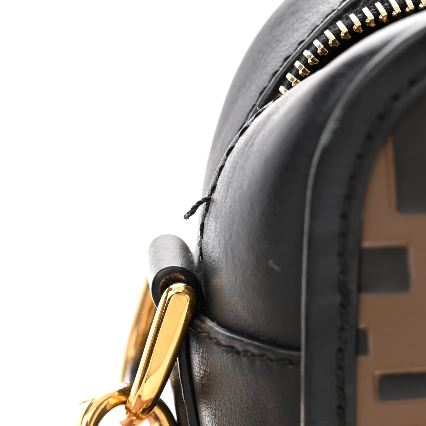 Vitello Century F is Fendi Bi-Color FF 1974 Embossed Camera Case Maya Black