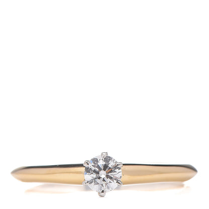 Tiffany 18K Yellow Gold Platinum .20ct Diamond Ring 51 5.75 1 of 5