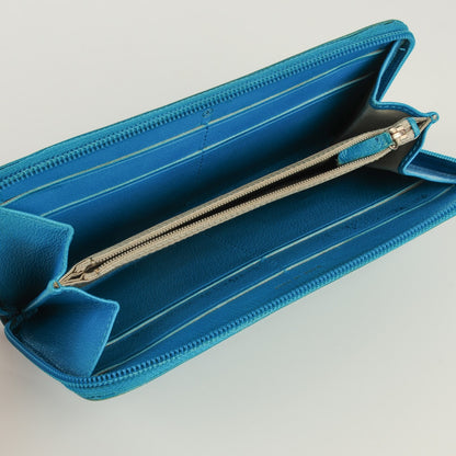 Chanel Goatskin Embossed Jacket Zip Around Wallet Blue 8 of 8