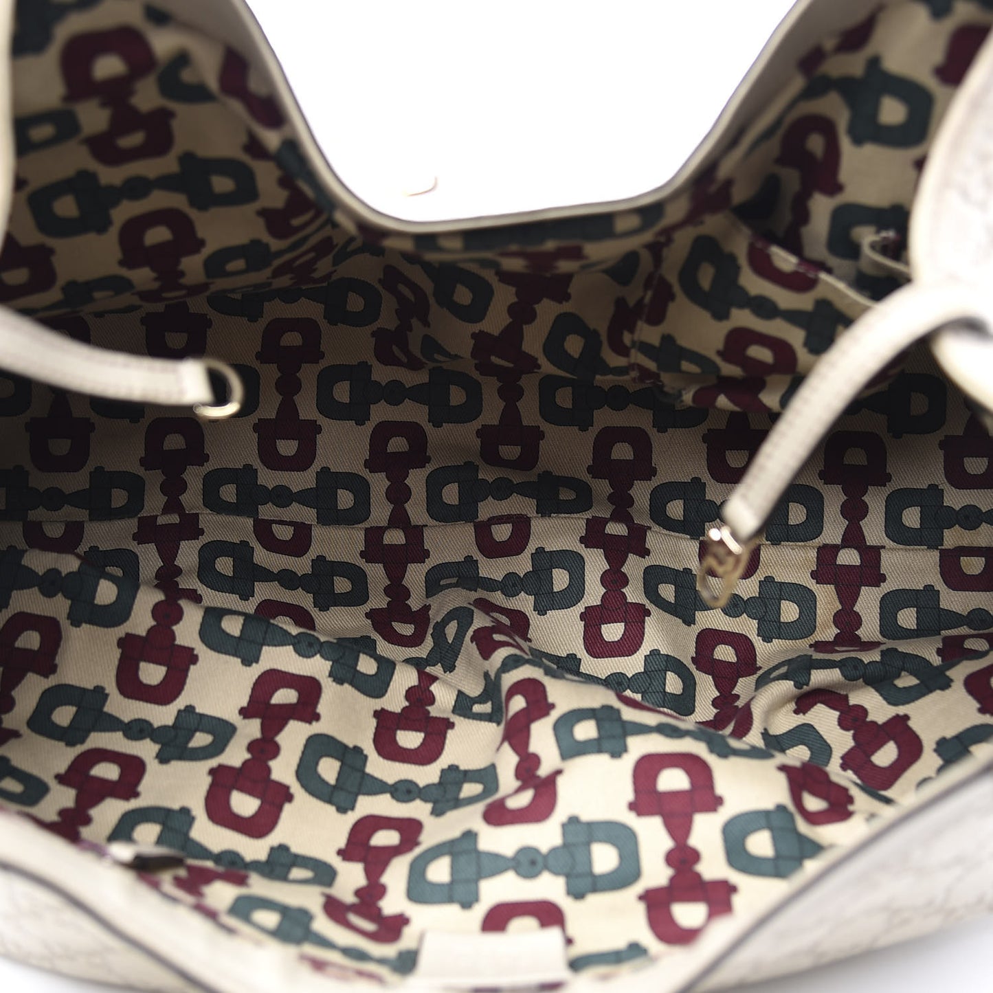 Guccissima Large D Gold Ring Shoulder Bag Off White