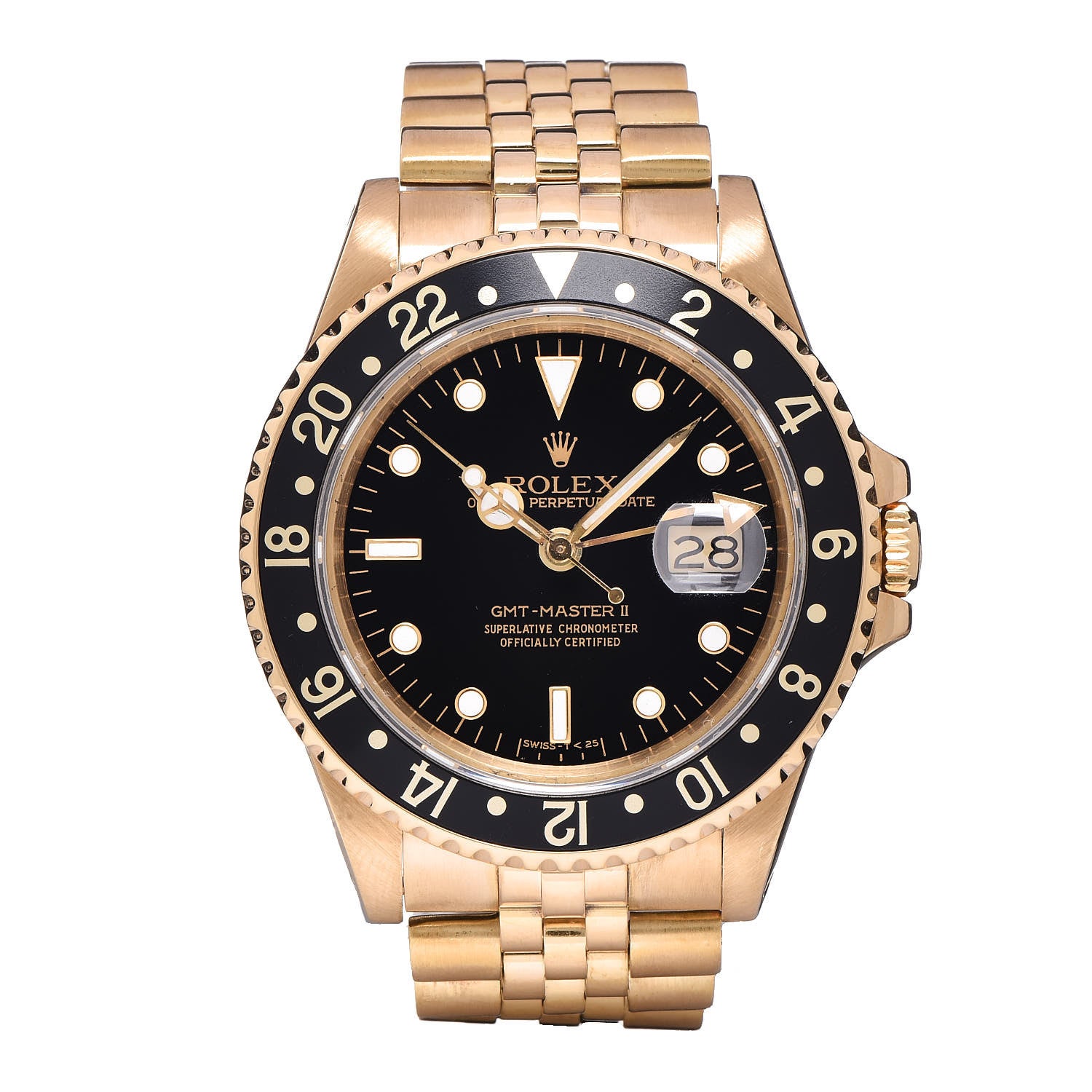 Rolex 18K Yellow Gold 40mm Oyster Perpetual Date GMT-Master II Watch Black 16718 1 of 6