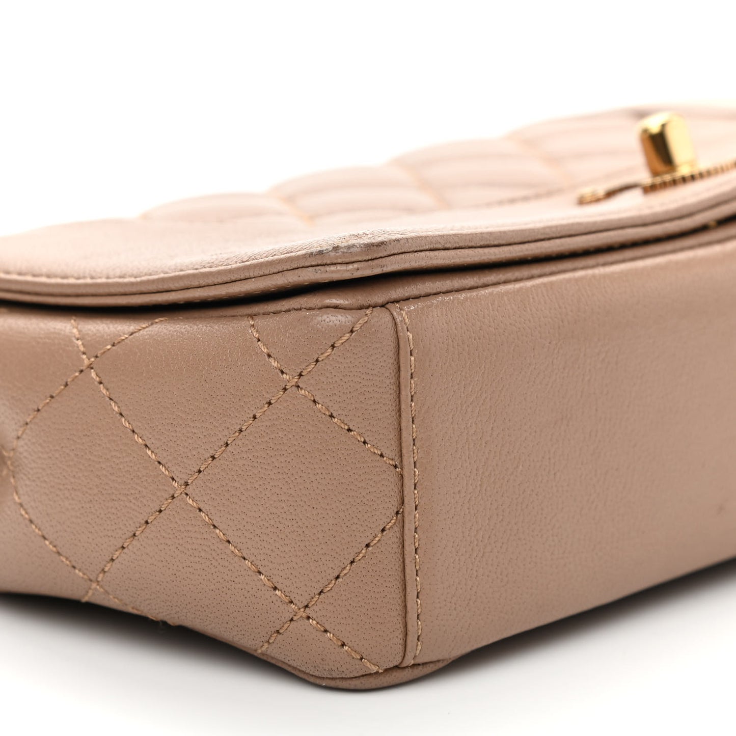 Sheepskin Quilted Small Vintage Mademoiselle Flap Beige