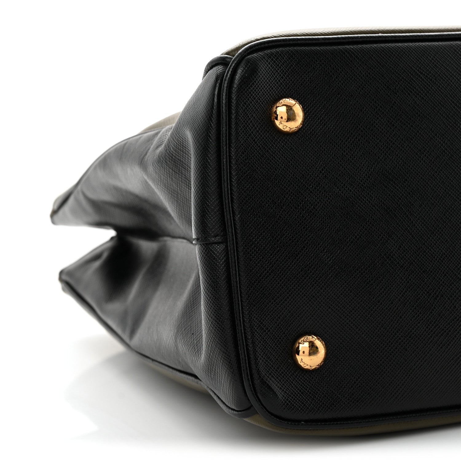 Prada Saffiano Lux Bi-Color Medium Tote Militare Black 9 of 12