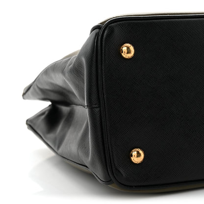 Prada Saffiano Lux Bi-Color Medium Tote Militare Black 9 of 12