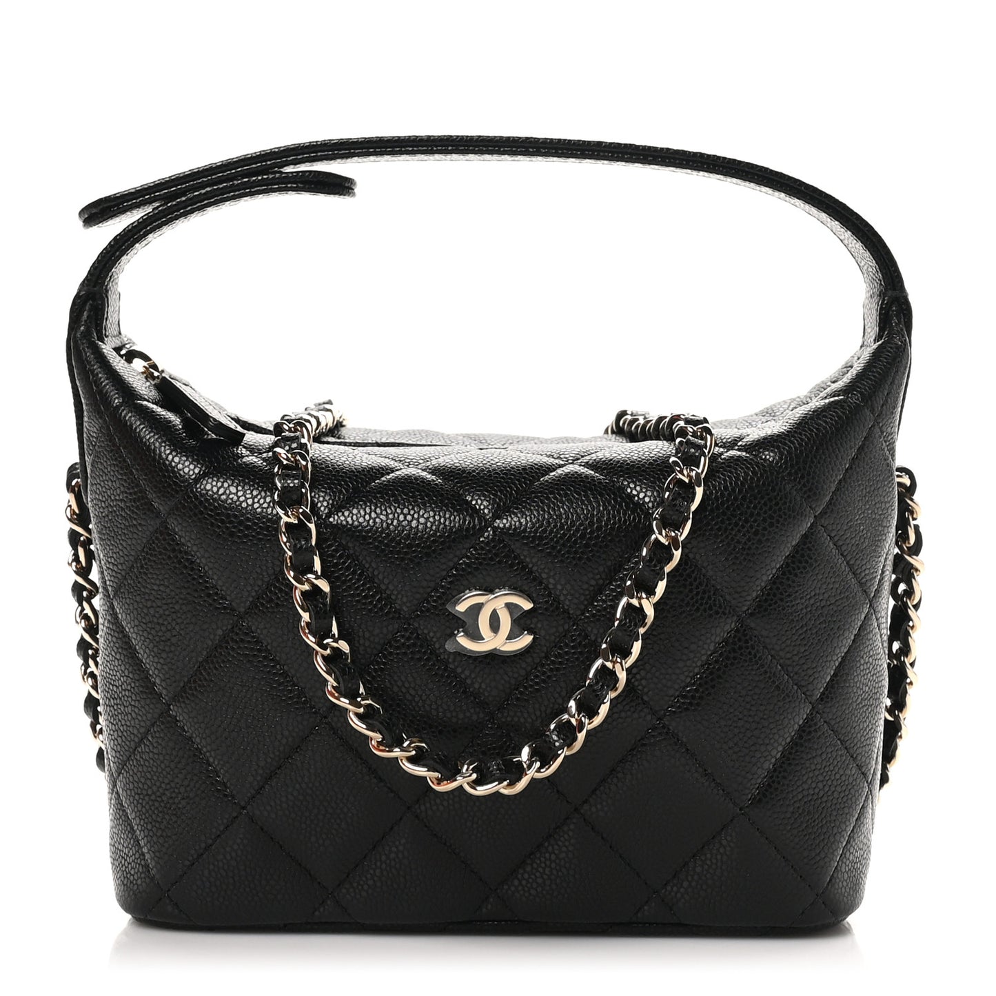 Caviar Quilted Hobo Clutch With Chain Black Clutch With Chain Black