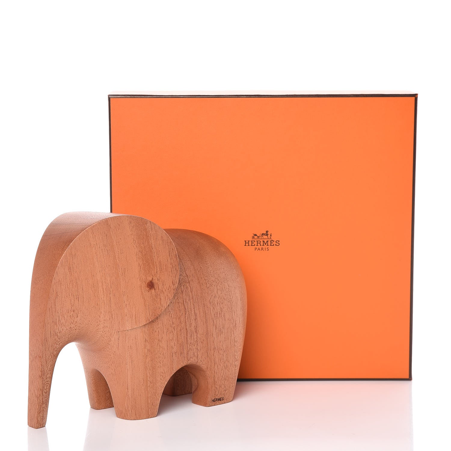 Hermes Mahogany Wood Elephant Lao Paperweight Naturel 13 of 13