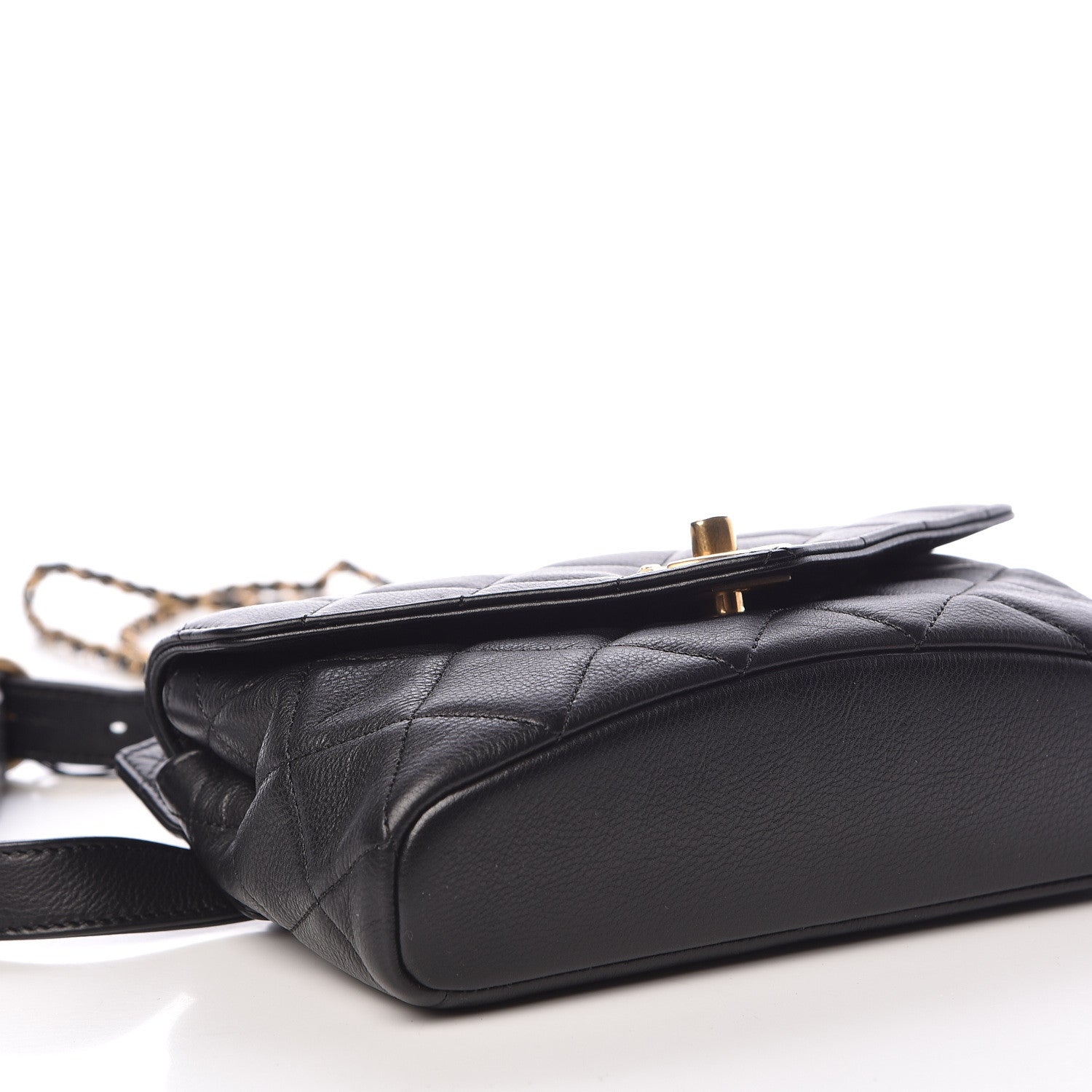 Chanel Calfskin Quilted Carry With Chic Flap Waist Bag With Chain Black 6 of 10