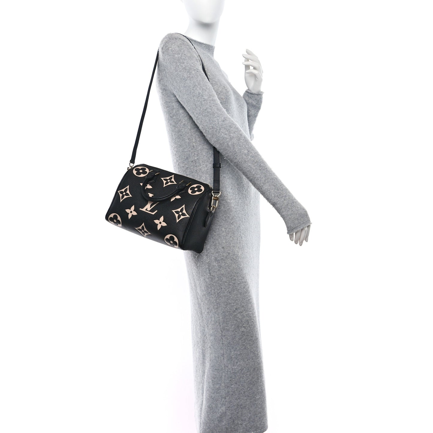 Empreinte Monogram Giant Speedy Bandouliere 25 Black Beige