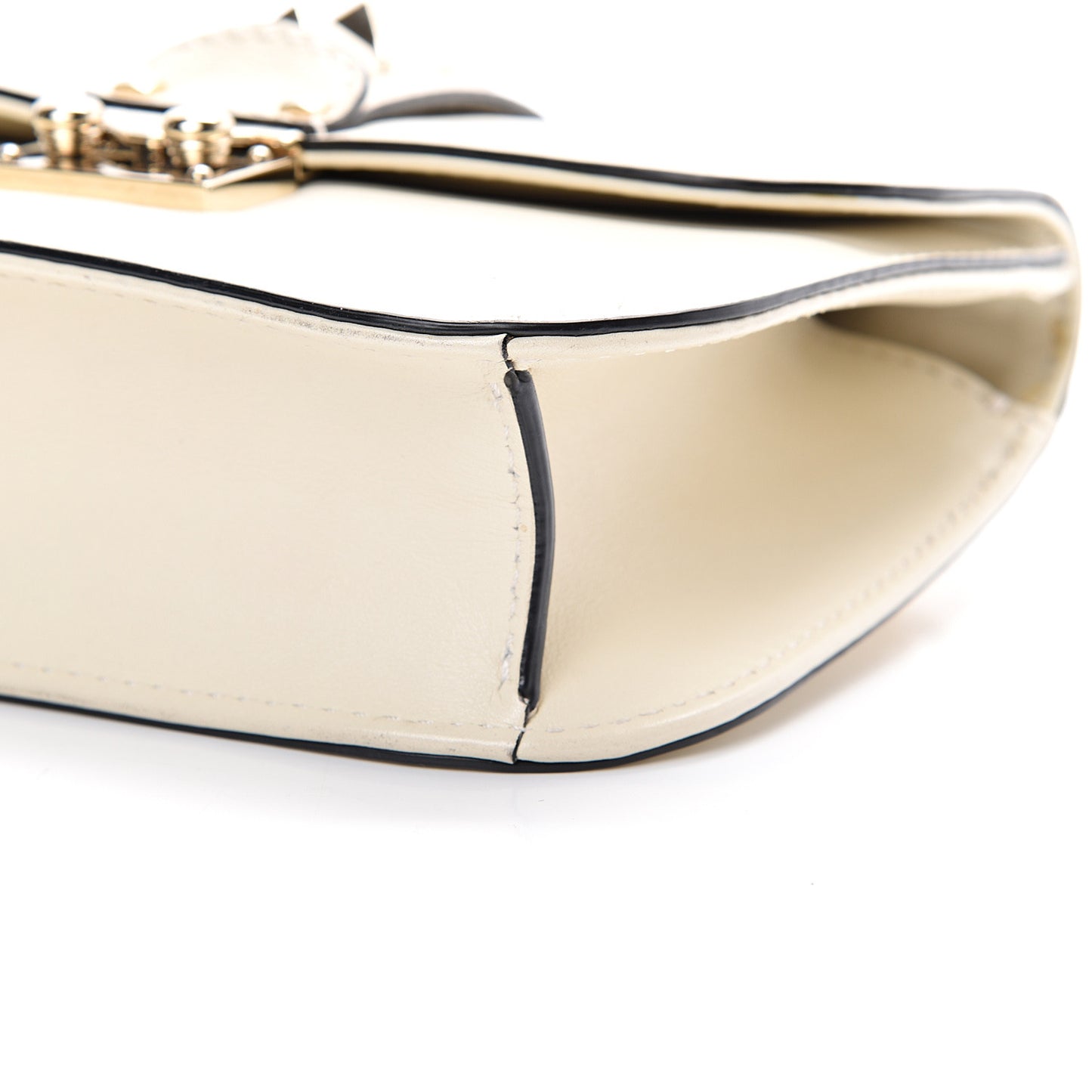 Vitello Small Glam Lock Rockstud Flap Ivory