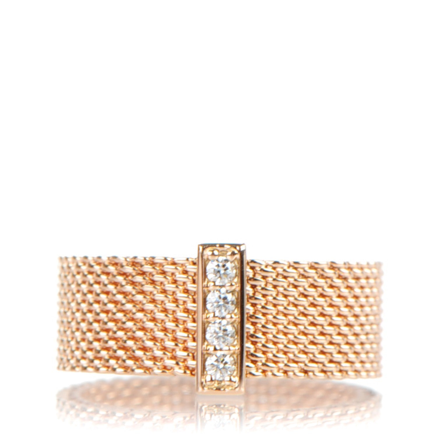Tiffany 18K Rose Gold 4 Diamond Somerset Ring 4.5 1 of 6