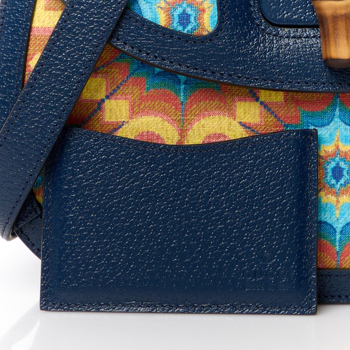 Calfskin Kaleidoscope Medium Bamboo 1947 Top Handle Bag Blue Orange Multicolor Blue Agata