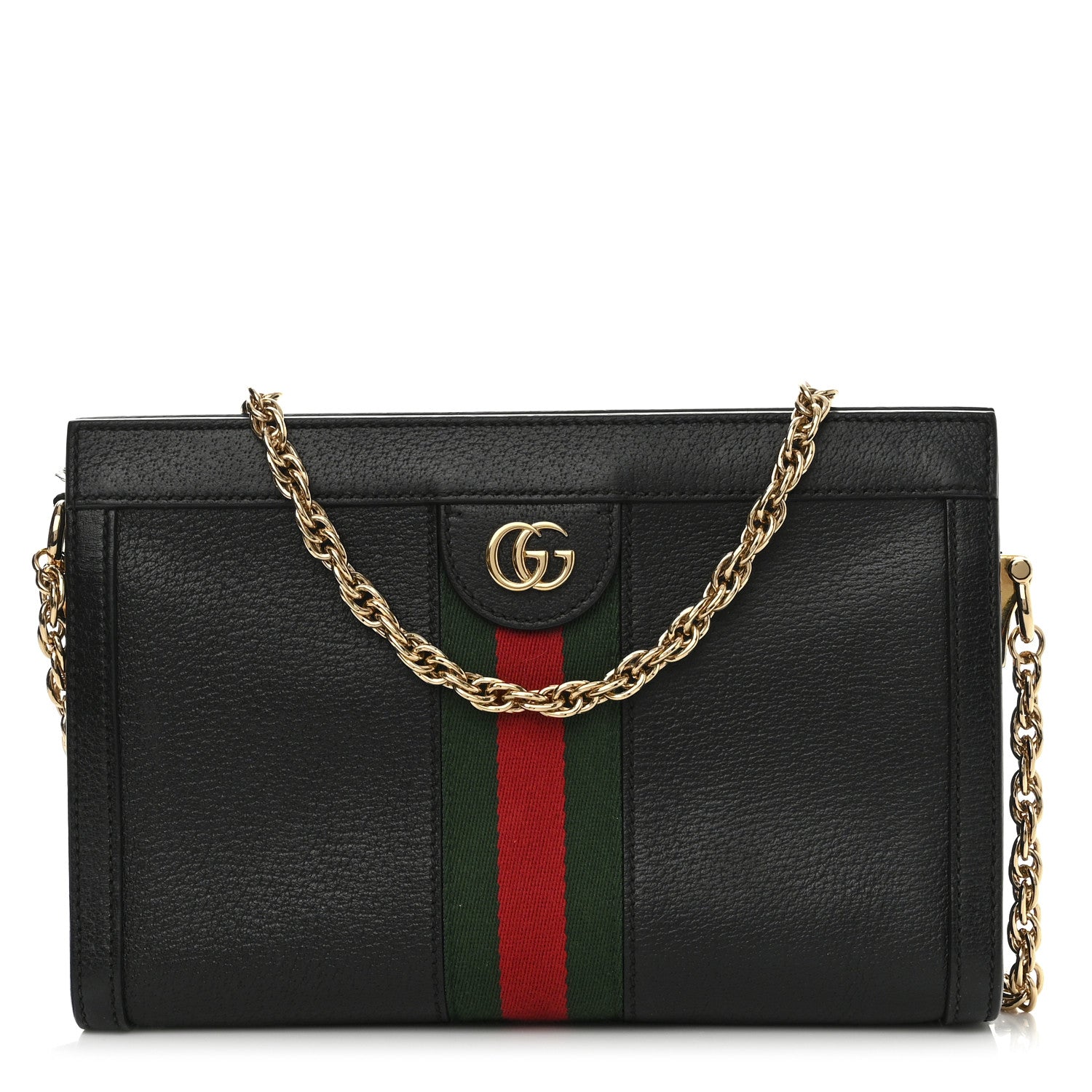 Gucci Calfskin GG Web Small Ophidia Chain Shoulder Bag Black 1 of 11