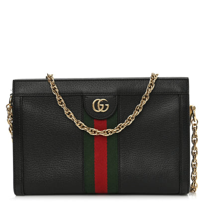 Gucci Calfskin GG Web Small Ophidia Chain Shoulder Bag Black 1 of 11