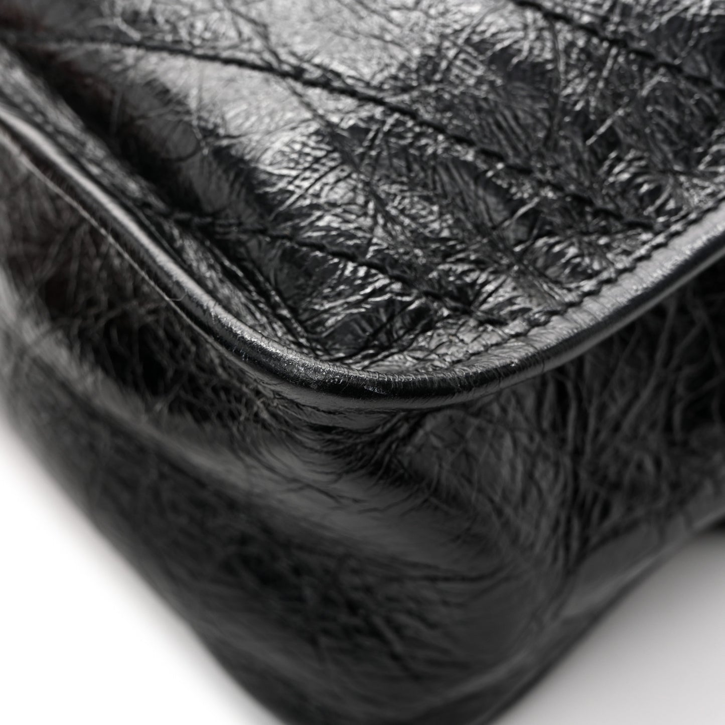 Crinkled Calfskin Matelasse Monogram Large Niki Chain Satchel Black