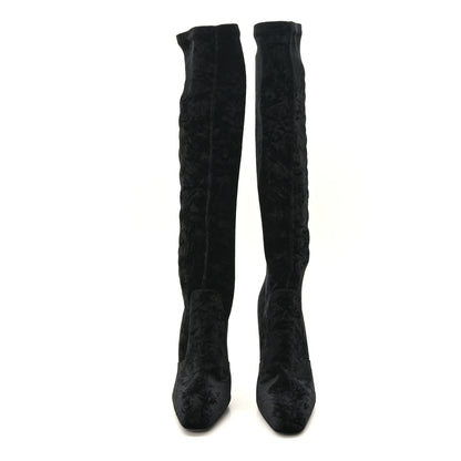 Saint Laurent Velvet Ella 110 Knee High Boots 39 Black 2 of 7