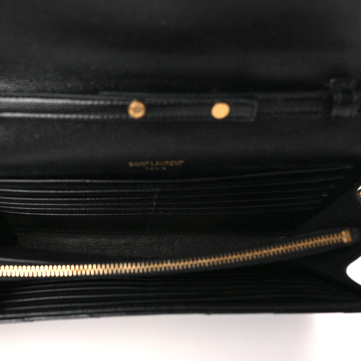 Grain De Poudre Matelasse Chevron Monogram Chain Wallet Black