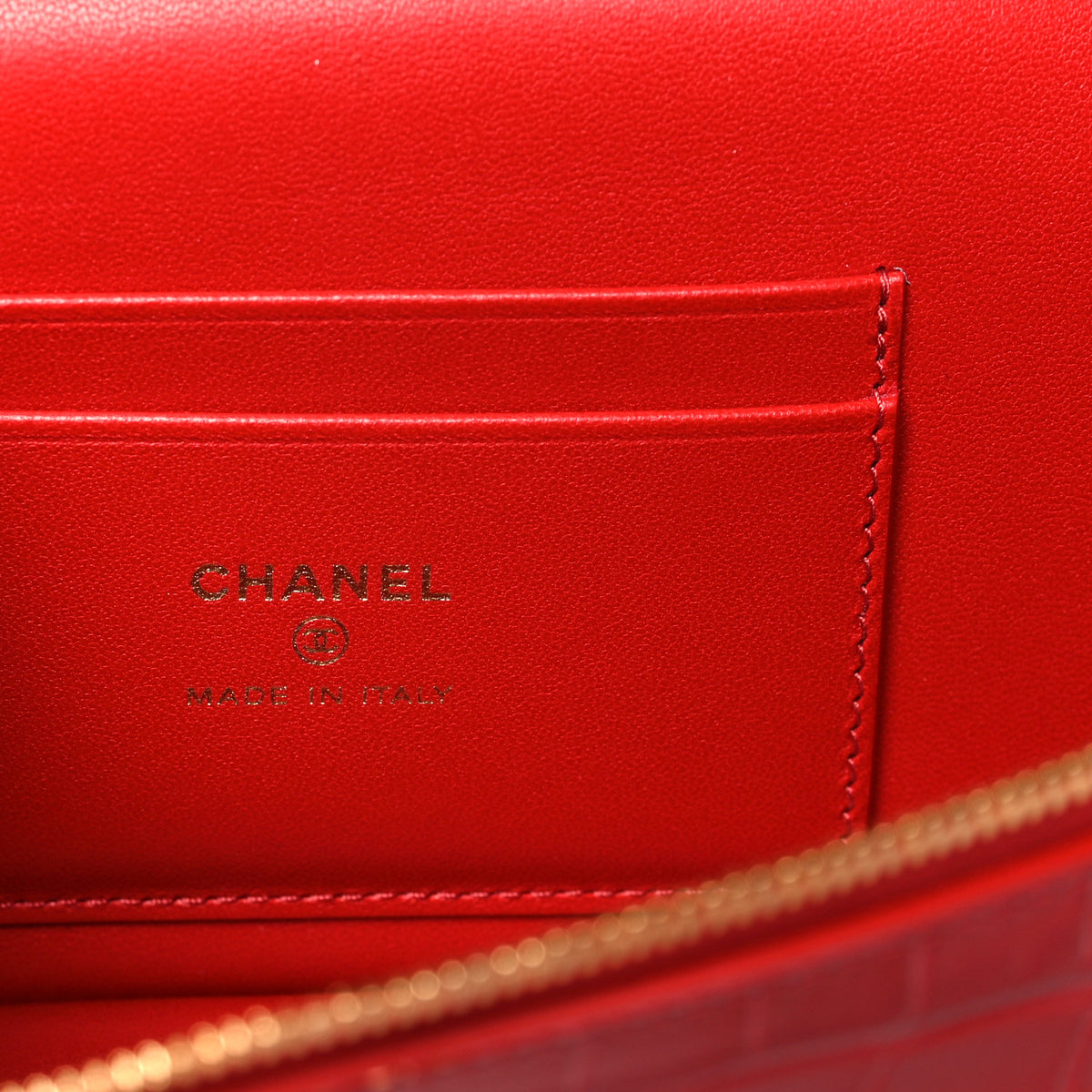 Chanel Calfskin Crocodile Embossed Crococo Top Handle East West Vanity Case With Chain Dark Red 6 of 11