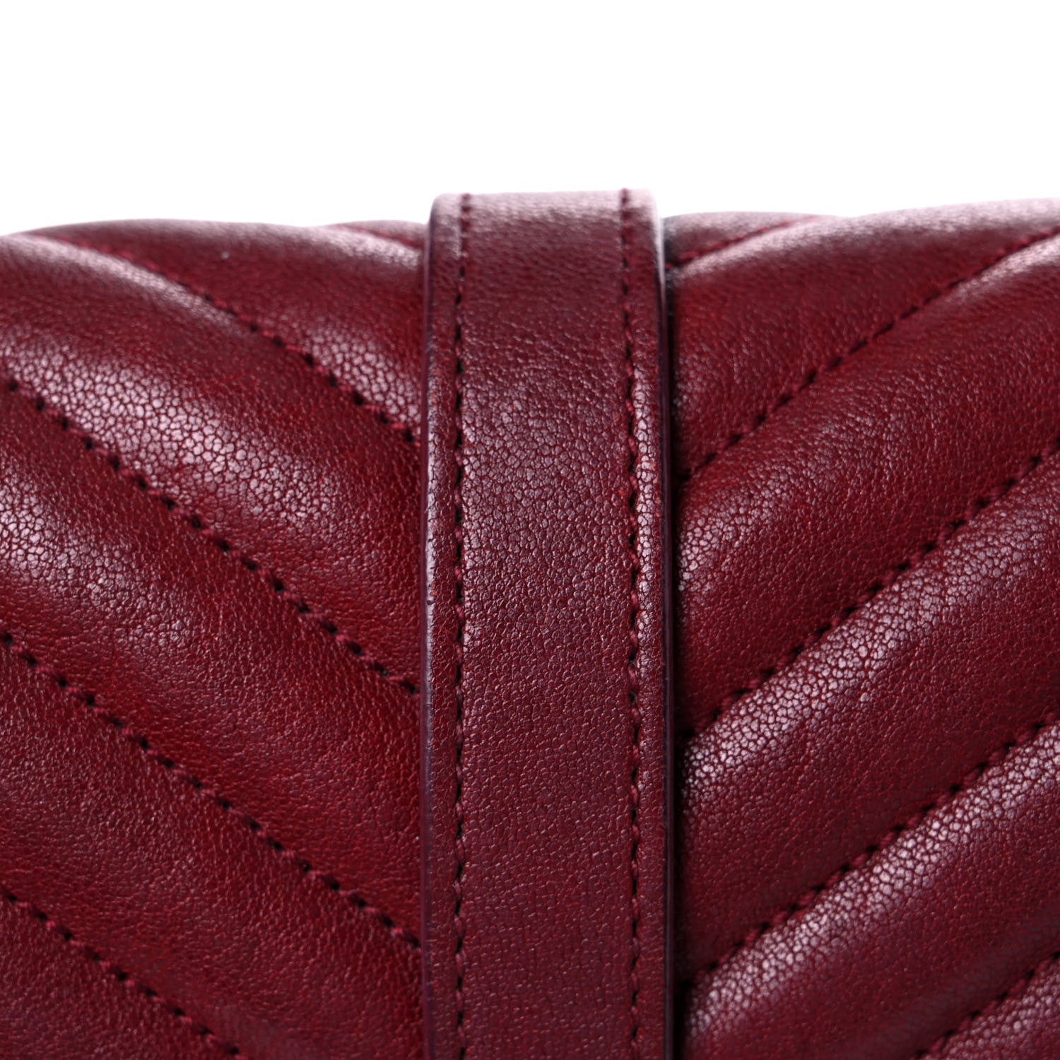 Saint Laurent Sheepskin Matelasse Chevron Large College Monogram Satchel Oxblood 19 of 26