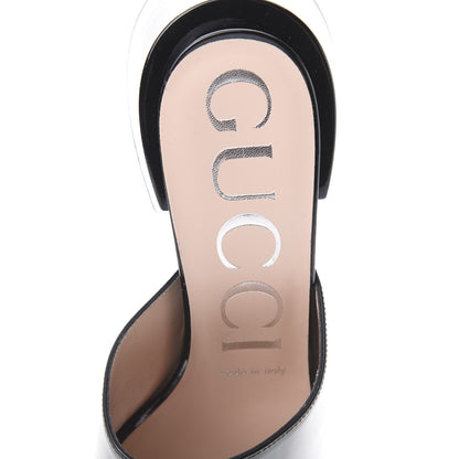 Gucci Patent Lexi Horsebit Mid-Heel Slide Sandals 37.5 Black 7 of 8