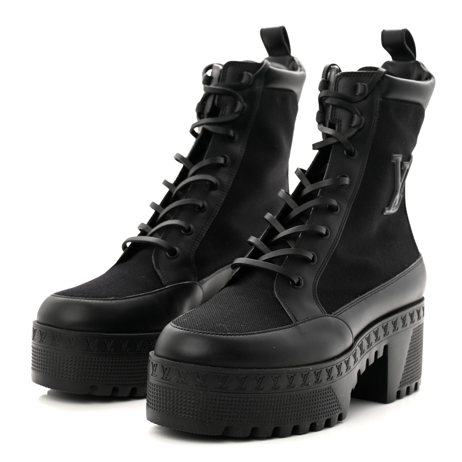 Louis Vuitton Canvas Laureate Platform Desert Boots 37.5 Black 4 of 9