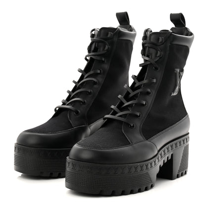Louis Vuitton Canvas Laureate Platform Desert Boots 37.5 Black 4 of 9